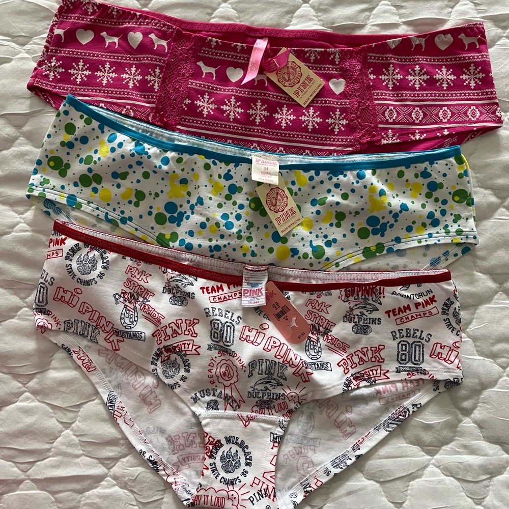 PINK Victoria's Secret Pink and White Panties Set Intimates & Sleepwear